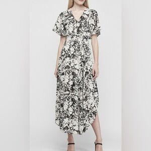 EXPRESS Metallic Floral Smocked Waist Maxi Dress Size XS